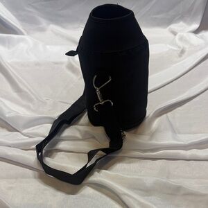 Black Portable Bottle Carrier with Adjustable Strap